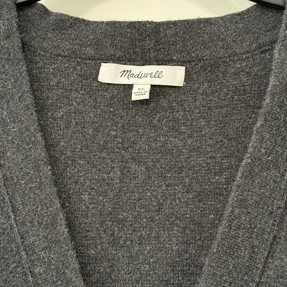 Madewell Sweater Womens extra large Gray Cardigan Gray 3/4 Sleeve - Picture 5 of 14